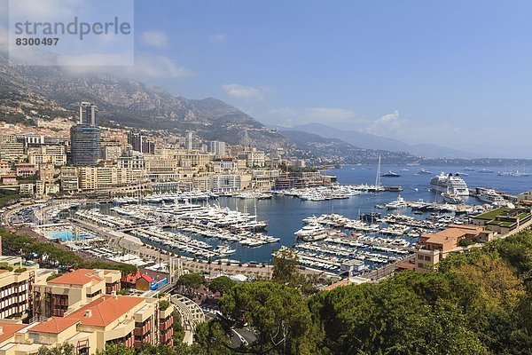 hoch  oben  Hafen  Europa  Ansicht  Flachwinkelansicht  Winkel  Monaco
