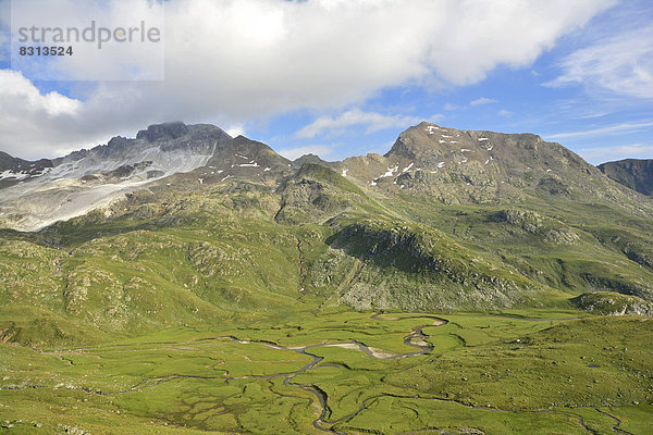 Mäander des Timmelsbach  dahinter Schneeberger Weiße und Gürtelspitz