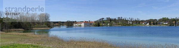 Seeon Abbey with Seeoner Lake  vineyard and Braeuhausen