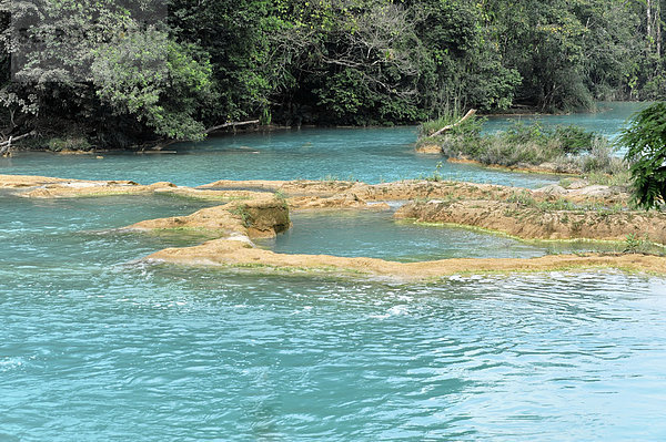 Türkisfarbenes Wasser bei den Cataratas de Agua Azul  Wasserfälle des blauen Wassers
