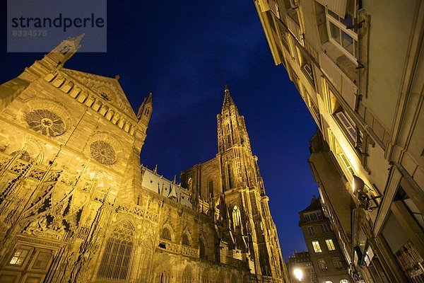 Nacht  Kathedrale  Ansicht  Straßburg