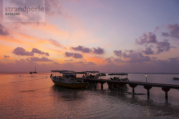 Boote an einem Anleger im Abendrot  Malé  Nord-Malé-Atoll  Malediven