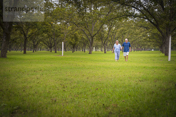 USA  Texas  Seniorenpaar zu Fuß im Park