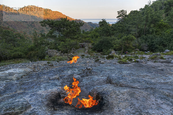 Turkey  Lycia  Eternal flames at Mount Chimaera