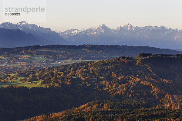 Germany  Upper Bavaria  Hohenpeissenberg with Alps in background