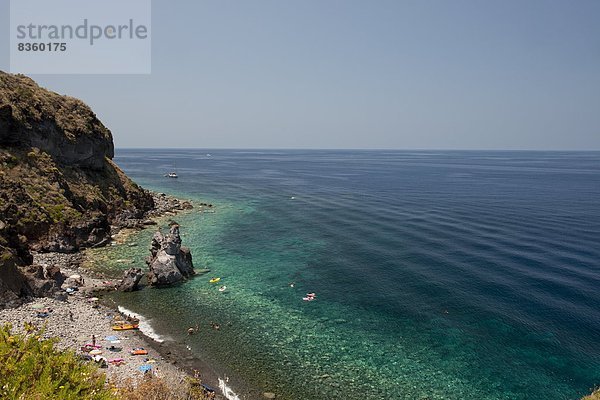 nahe Europa Felsen Strand Insel UNESCO-Welterbe Italien Salina