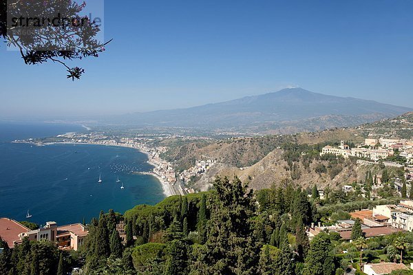 Europa Ansicht Berg Griechenland Bucht griechisch Italien Naxos Sizilien Taormina