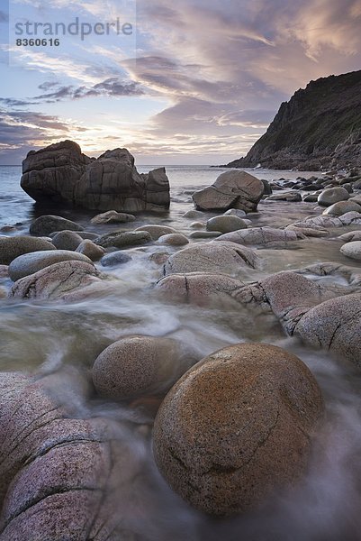 Wasserrand  Europa  Felsen  Sonnenuntergang  Großbritannien  Cornwall  England