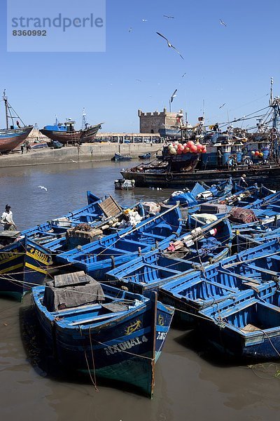 Nordafrika Hafen Tradition Boot frontal angeln Festung Afrika Marokko alt