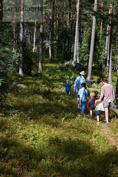 Familienwanderung durch den Wald