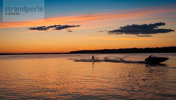 Mann Wasserski  Lulea  Lappland  Schweden