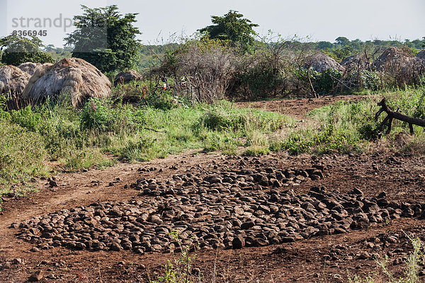 Außenaufnahme  Stein  Plattform  Dorf  Äthiopien
