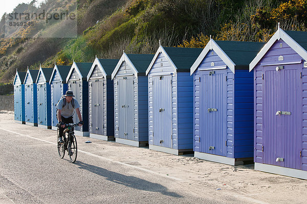 Hütte Strand radfahren Fahrradfahrer Bournemouth Dorset England