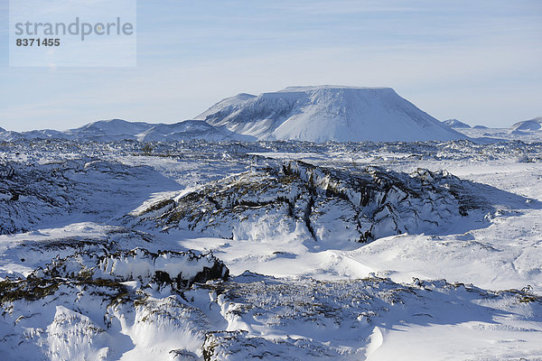 Felsen  Landschaft  früh  Myvatn  Island  Schnee