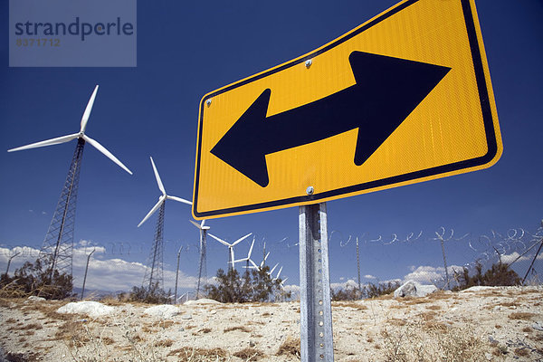 Windturbine Windrad Windräder Quelle Amerika Fernverkehrsstraße Zeichen Verbindung Kalifornien Signal
