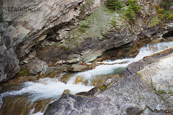 Wasser  Felsen  Landschaft  über  See  fließen  Waterton Lakes Nationalpark  Alberta  Kanada