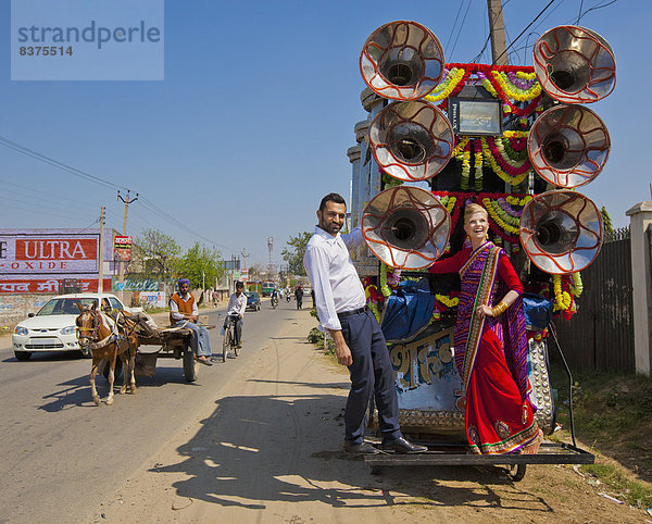 Fernverkehrsstraße  Fuhrwerk  Dekoration  mischen  Seitenansicht  Indien  Mixed  Punjab