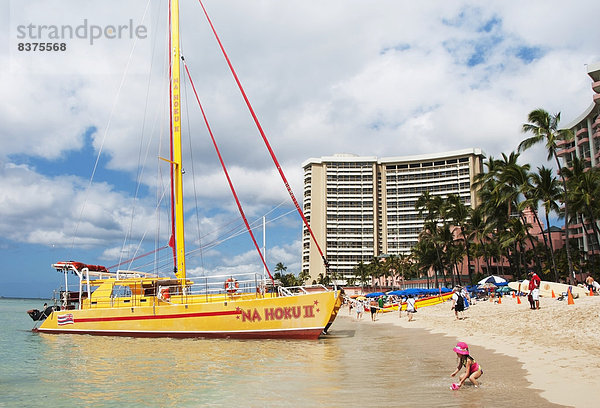 Vereinigte Staaten von Amerika  USA  Mensch  Menschen  Strand  Küste  Hotel  vorwärts  Hawaii  Oahu  Waikiki