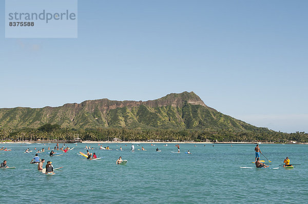 Vereinigte Staaten von Amerika  USA  einsteigen  Paddel  Diamant  Hawaii  Honolulu  Oahu  Waikiki Beach