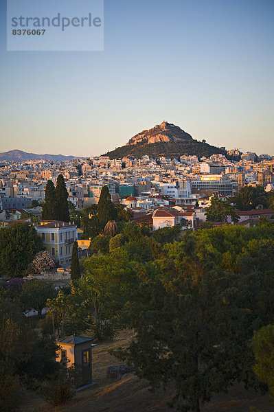 Athen  Hauptstadt  Sonnenuntergang  Ansicht  Akropolis  Griechenland