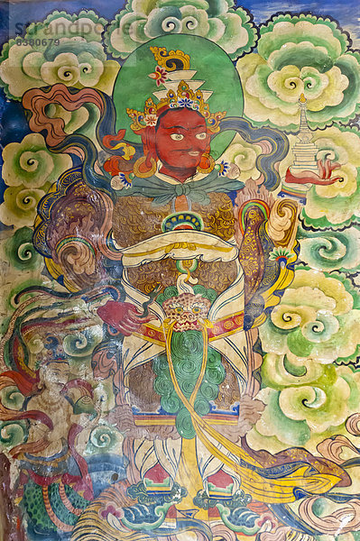 Wandmalerei am Eingang des Tashi Chöling Gompa  tibetischer Buddhismus  Gieling  Oberes Mustang  Lo  Nepal