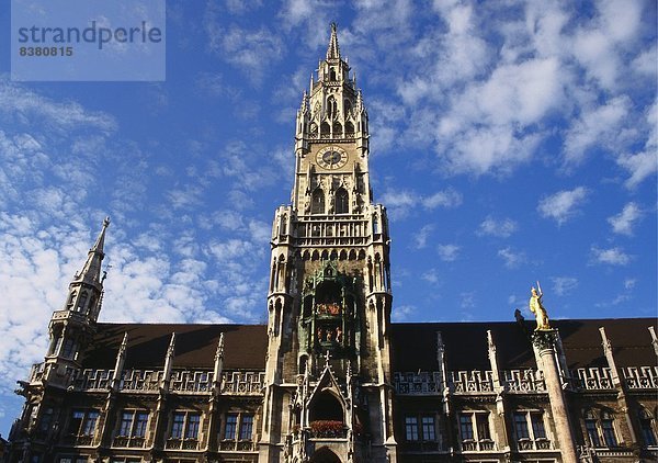Aussenansicht und Uhrturm dem Neues Rathaus  München  Bayern  Deutschland