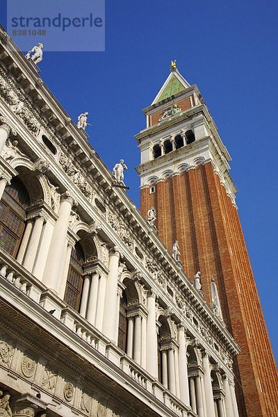 Europa  Markierung  Kirchturm  Platz  UNESCO-Welterbe  Venetien  Italien  Venedig