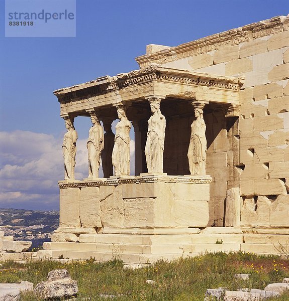 Karyatiden  prachtvolle  Akropolis  Athen  Griechenland