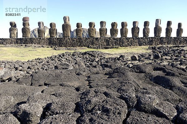 Osterinsel Rapa Nui Ozean Statue Menschlicher Rücken Menschliche Rücken UNESCO-Welterbe Chile Moai Südamerika