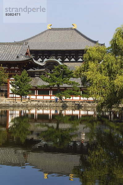 bauen  Spiegelung  groß  großes  großer  große  großen  UNESCO-Welterbe  Nara  Asien  Buddha  Jahrhundert  Japan