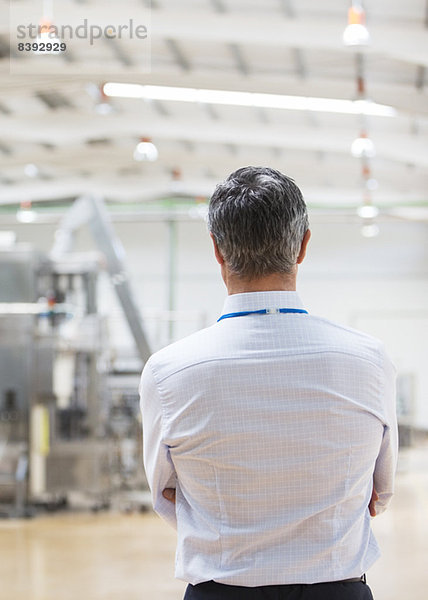 Geschäftsmann steht in der Fabrik