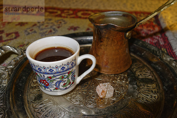Fröhlichkeit Tasse Kaffee Dalyan Türkei türkisch