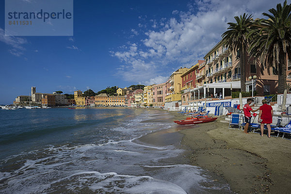 Strand Baia di Silenzio  Sestri Levante  Riviera di Levante  Provinz Genua  Ligurien  Italien