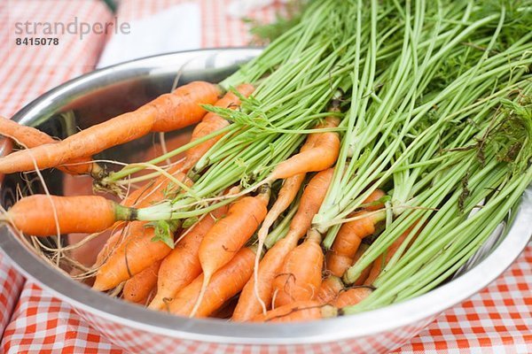 Schale mit frischen Karotten
