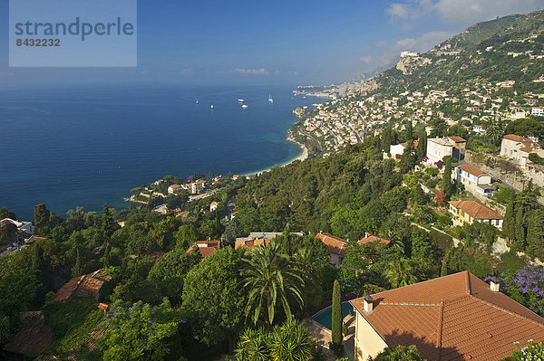 Außenaufnahme Landschaftlich schön landschaftlich reizvoll Frankreich Europa Tag Küste Meer Cote d Azur Mittelmeer Monaco Monte Carlo