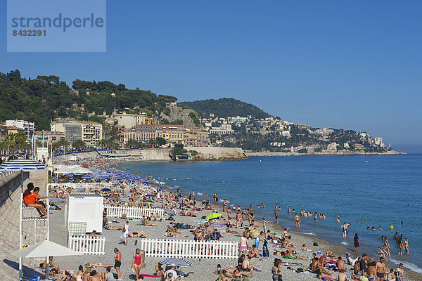 Außenaufnahme Frankreich Europa Tag Strand Küste Freundlichkeit Cote d Azur Ufer Mittelmeer