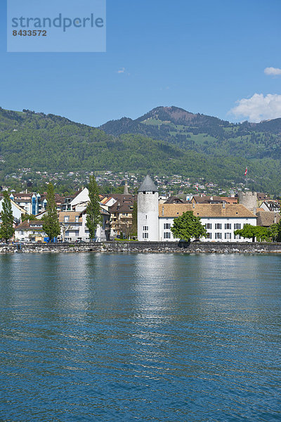 Landschaftlich schön  landschaftlich reizvoll  Europa  Berg  Landschaft  Stadt  Großstadt  See  Genfer See  Genfersee  Lac Leman  Schweiz
