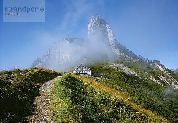 Europa Berg Weg Hotel Berggipfel Gipfel Spitze Spitzen Wanderweg Schweiz