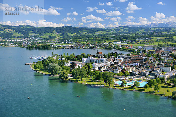 Europa See Schwimmbad Luftbild Schweiz