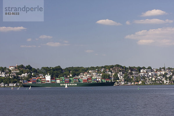 Europa  fließen  Fluss  Schiffsfracht  Hamburg - Deutschland  Blankenese  Container  Deutschland  Süllberg