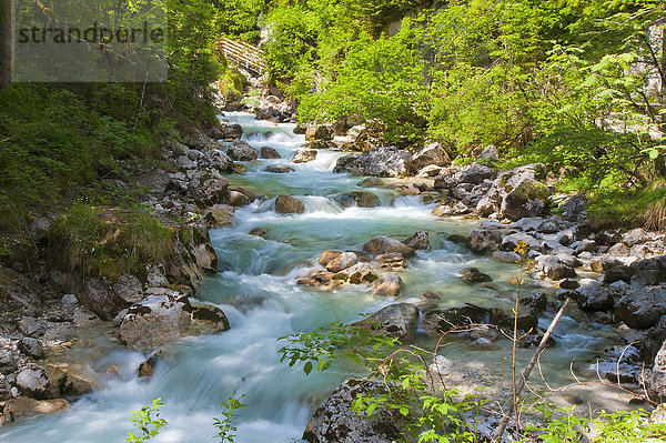 Nationalpark  Felsbrocken  Wasser  Europa  Fortbewegung  Stein  Steilküste  fließen  Fluss  Bach  Wildwasser  Ramsau bei Berchtesgaden  Bayern  Berchtesgaden  Deutschland  Oberbayern