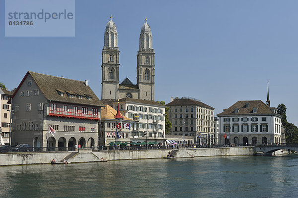 Europa  Großstadt  Fluss  Kirche  Kathedrale  Altstadt  Schweiz