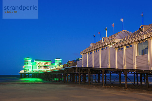 beleuchtet  Europa  Strand  britisch  Großbritannien  Küste  Kai  Nacht  England  Somerset