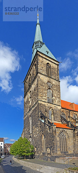 Sehenswürdigkeit  bauen  Europa  Mensch  Menschen  Baum  Gebäude  Straße  Architektur  Turm  Kirche  Deutschland  Hildesheim  Niedersachsen  Tourismus