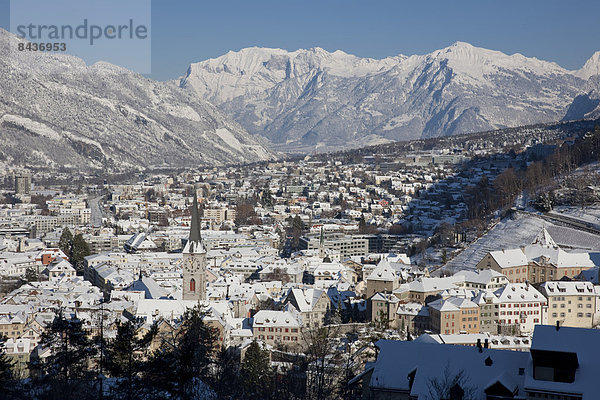 Europa Winter Stadt Großstadt Kanton Graubünden Chur Schnee Schweiz