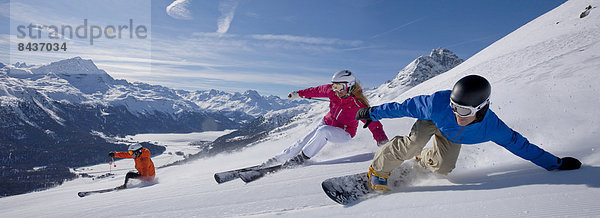 Frau Berg Winter Mann Snowboard Snowboarding schnitzen Skisport Ski 3 Kanton Graubünden Schnee Wintersport