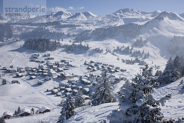Europa Berg Winter Dorf Schweiz Zentralschweiz