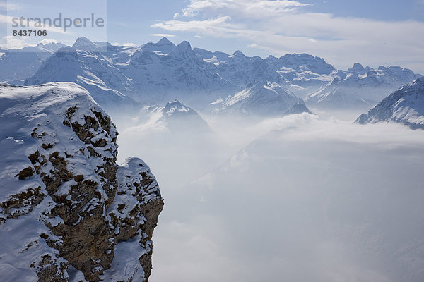 Europa Winter Sonnenuntergang Nebel Mythologie Schnee Schweiz Nebelmeer Zentralschweiz