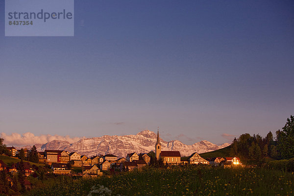 Europa Berg Sonnenuntergang Dorf Alpen Abenddämmerung Schweiz