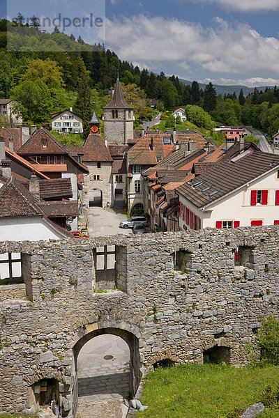 Europa Festung Ruine Dorf Altstadt Schweiz